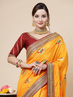 Thumbnail for Kalini Floral Embroidered Art Silk Saree - Distacart