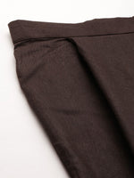 Thumbnail for Kalini Women Coffee Brown Pure Cotton Geometric Woven Design Kurta with Trousers - Distacart