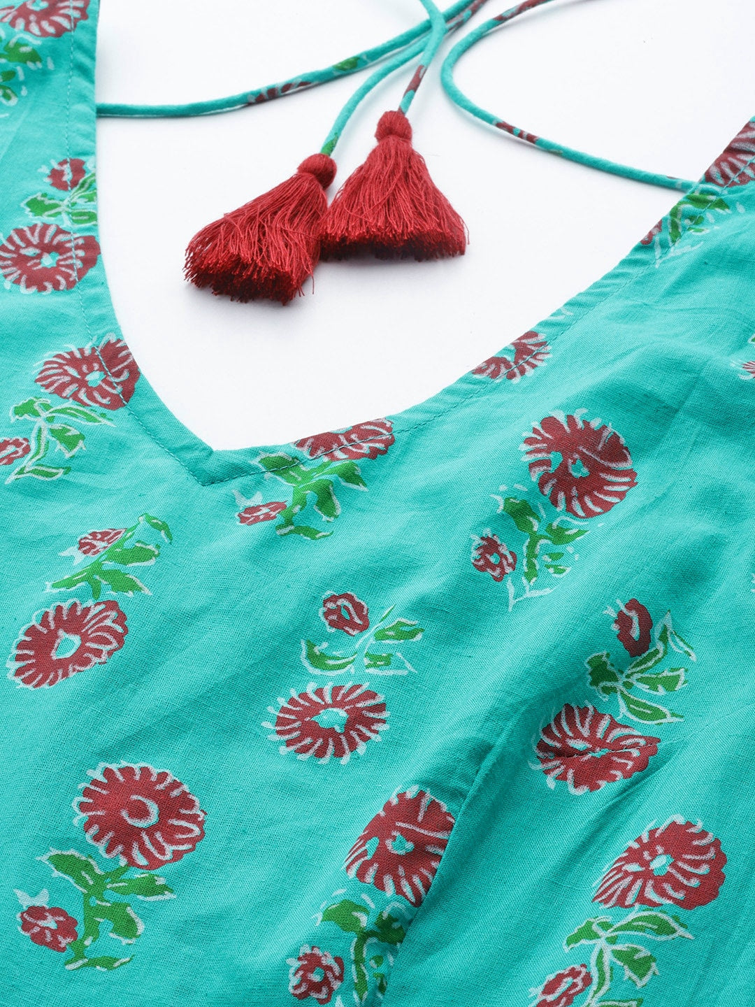 HERE&NOW Floral Printed Pure Cotton Kurta with Trousers - Distacart