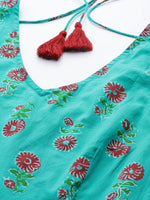 Thumbnail for HERE&NOW Floral Printed Pure Cotton Kurta with Trousers - Distacart