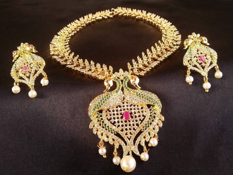 Multicolor Peacock Bridal Latest Necklace Set