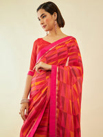 Thumbnail for Soch Coral Geometric Printed Beads and Stones Saree - Distacart
