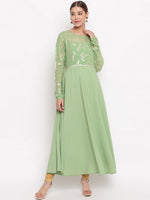 Thumbnail for Janasya Green Printed Anarkali Kurta - Distacart