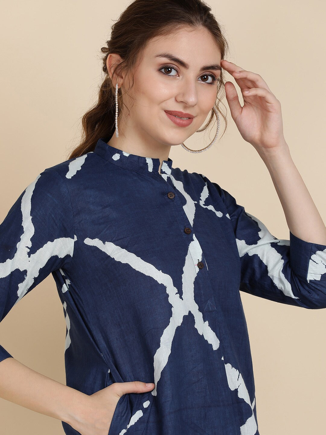 Sangria Women Navy Blue Pure Cotton Kurta with Salwar - Distacart