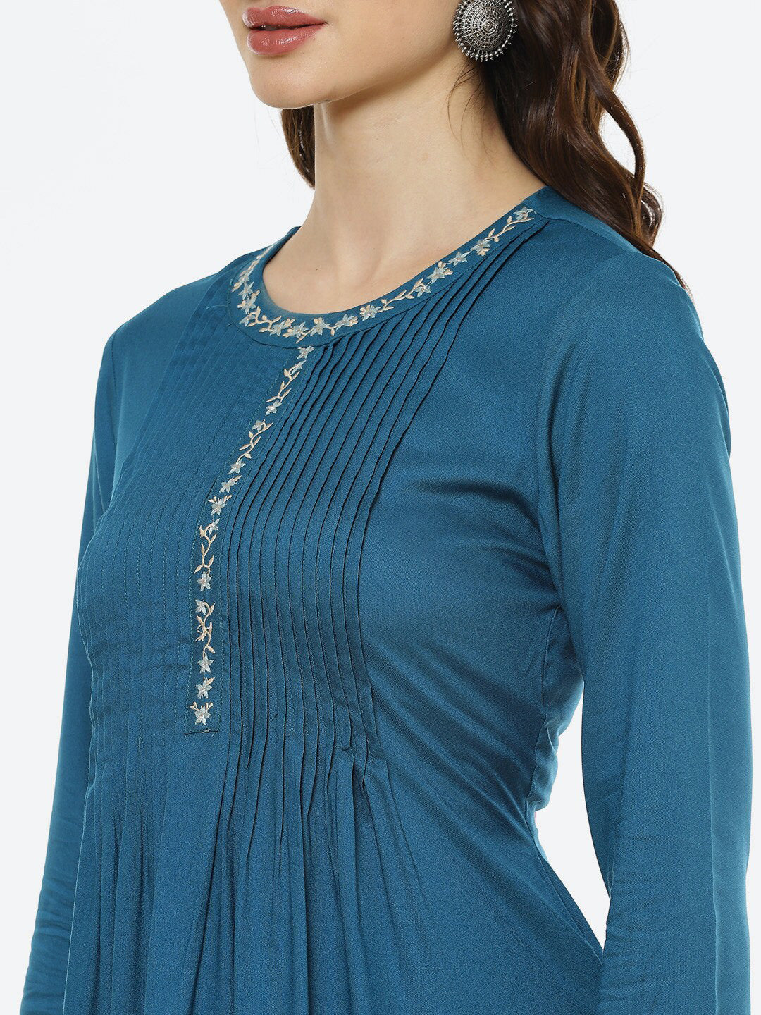 Biba Women Teal Kurta with Palazzos - Distacart