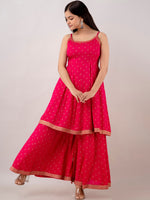 Thumbnail for Kalini Women Floral Embroidered Spaghetti Kurta Sharara and Dupatta set - Distacart