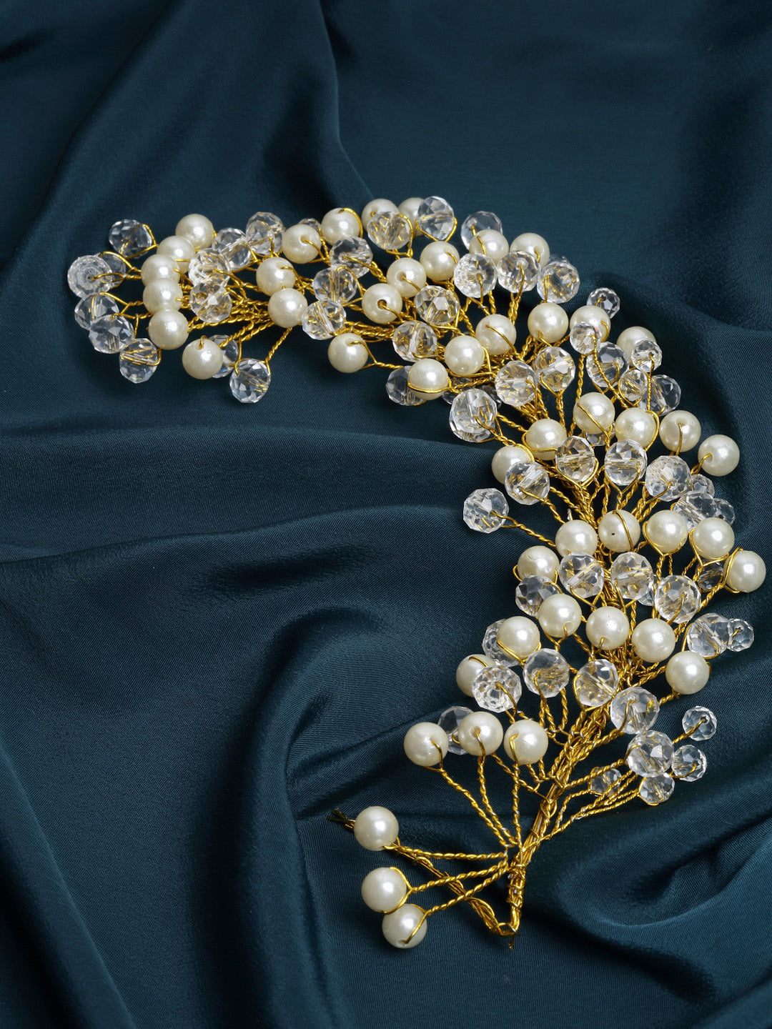 Panash Women Gold-Toned & off White Embellished Hair Accessory - Distacart