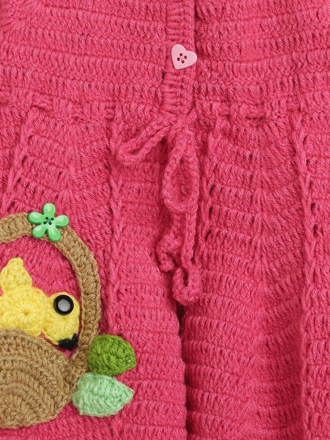 ChutPut Hand knitted Crochet Floral Basket Wool Dress - Pink - Distacart