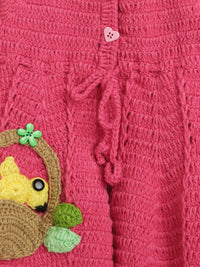 Thumbnail for ChutPut Hand knitted Crochet Floral Basket Wool Dress - Pink - Distacart