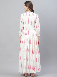 Thumbnail for Ahika Women Off-White & Pink Printed Anarkali Kurta - Distacart