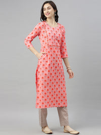 Thumbnail for Ahika Women Pink & Off-White Printed Kurta with Trousers & Dupatta - Distacart