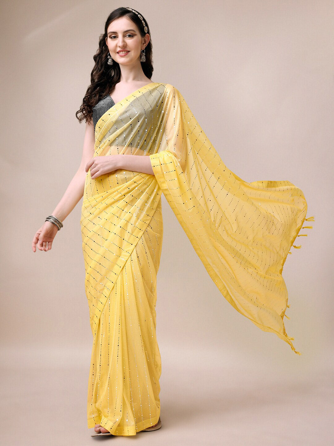 Kalini Embellished Beads and Stones Pure Silk Saree - Distacart