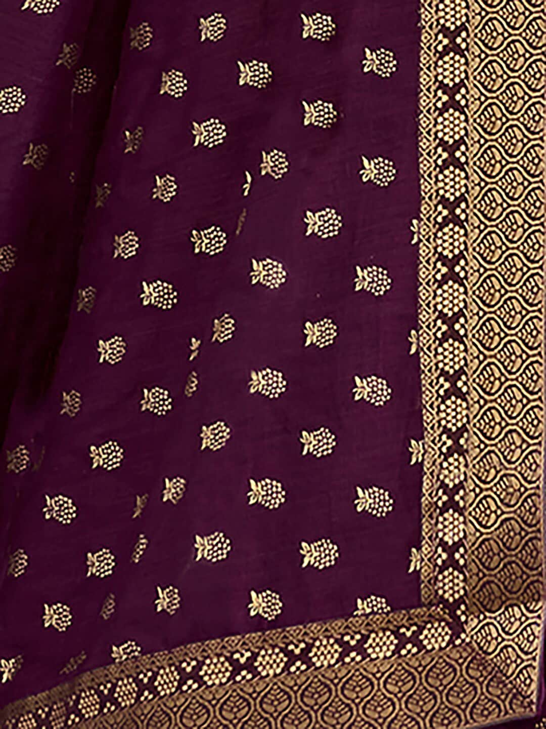 Saree Mall Purple & Gold-Toned Ethnic Motifs Printed Zari Sarees - Distacart