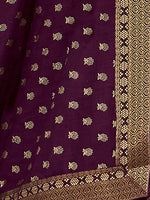 Thumbnail for Saree Mall Purple & Gold-Toned Ethnic Motifs Printed Zari Sarees - Distacart
