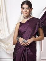 Thumbnail for Mitera Purple Embellished Sequinned Saree - Distacart