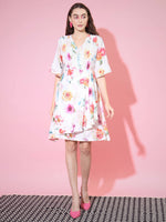 Thumbnail for Myshka Women's Multi Floral Printed Empire Dress - Distacart