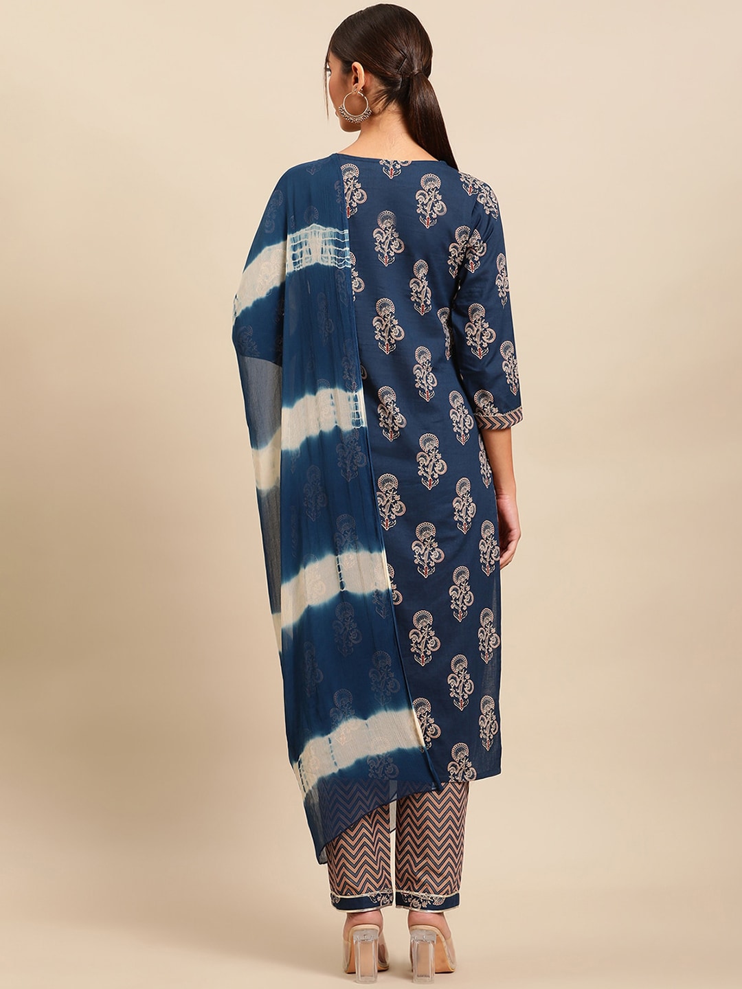 Sangria Women Ethnic Motifs Printed Gotta Patti Pure Cotton Kurta with Trousers - Distacart