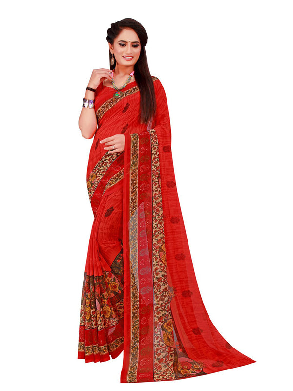 Kalini Pack of 2 Red & Magenta Floral Pure Georgette Sarees - Distacart