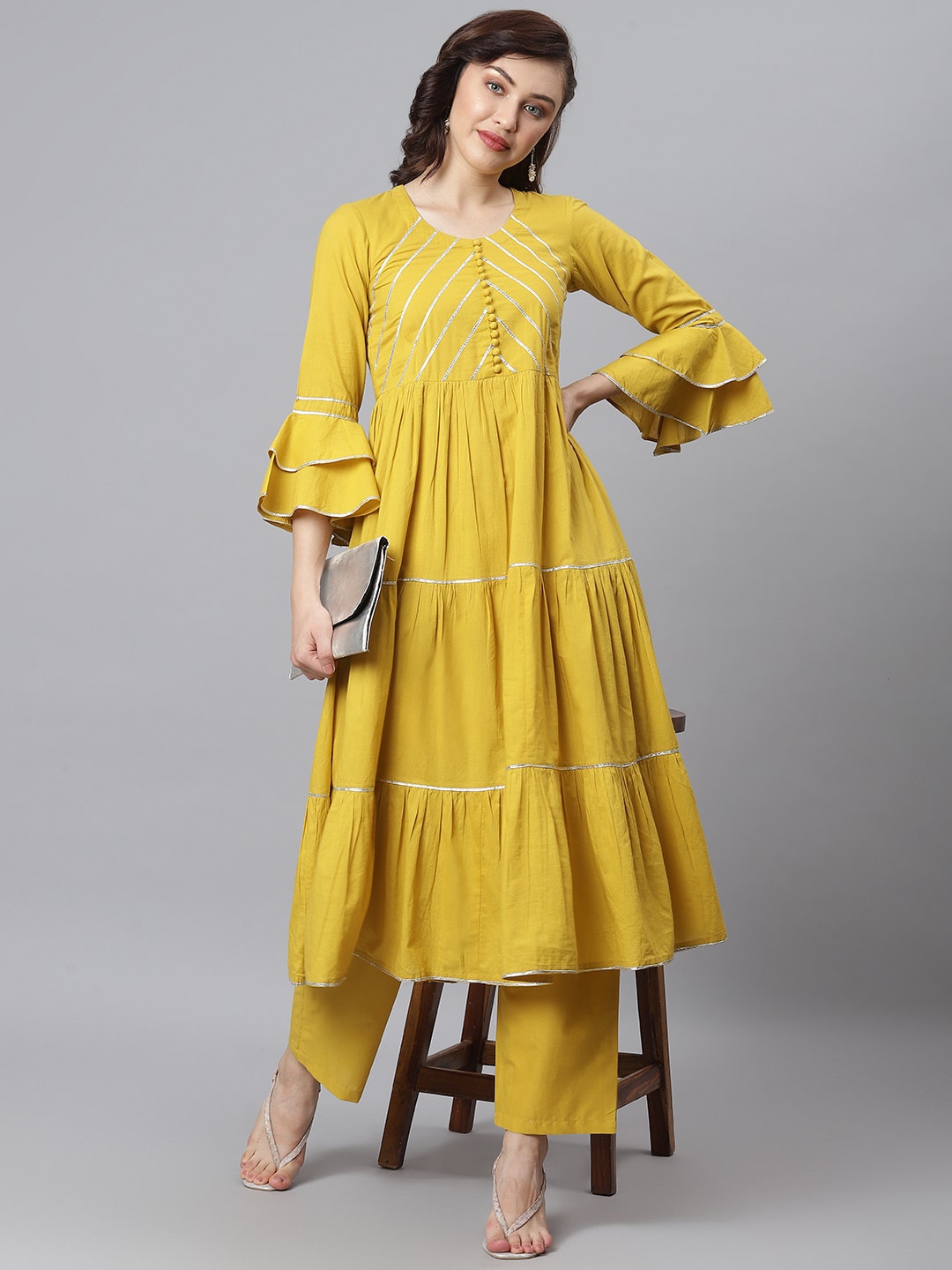 Khushal K Gotta Patti Pure Cotton Kurta with Palazzos - Distacart