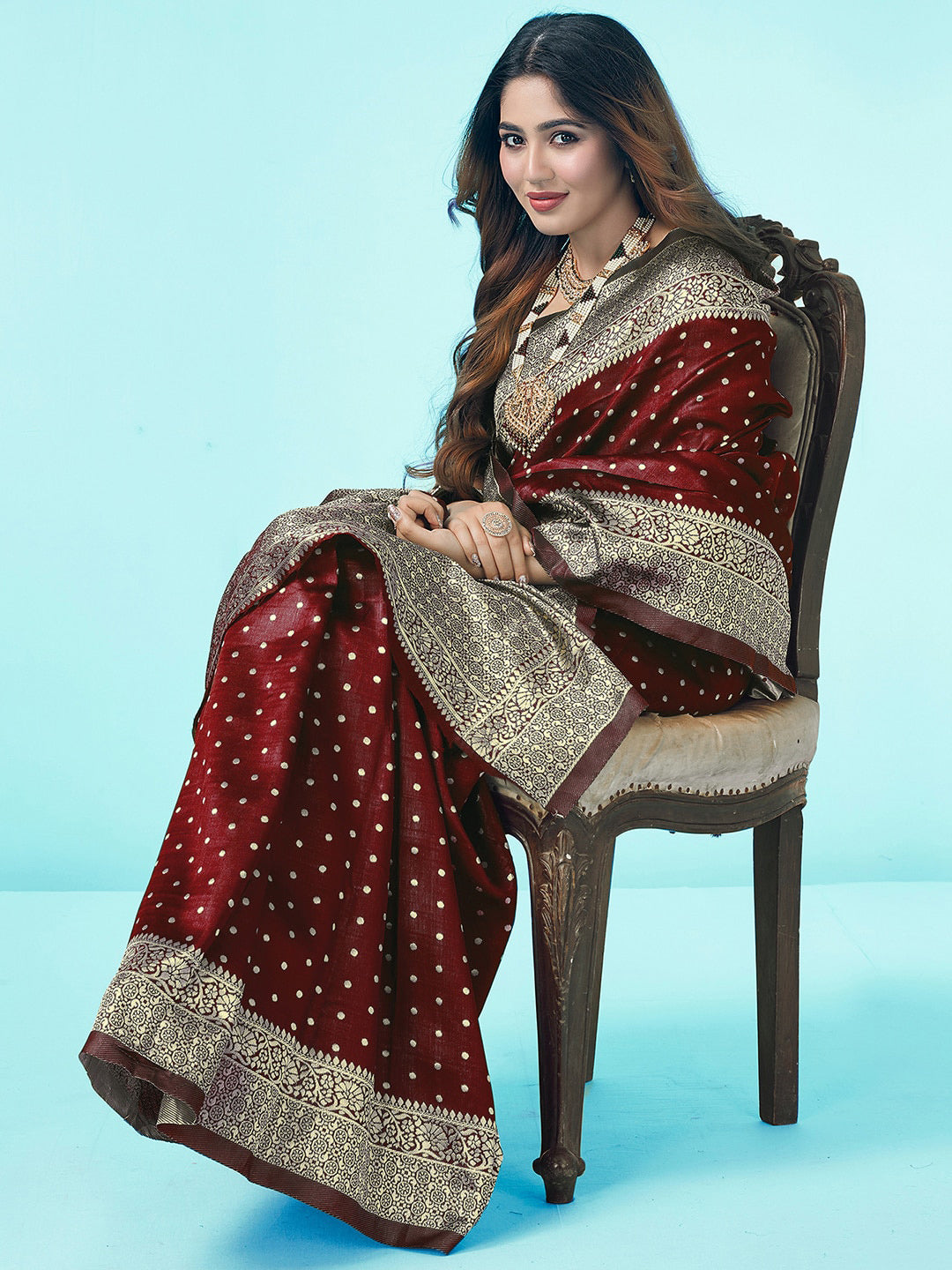Kalini Ethnic Motifs Zari Art Silk Banarasi Saree - Distacart