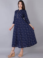 Thumbnail for Kalini Women Navy Blue Ethnic Motifs Printed Anarkali Kurta - Distacart