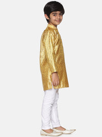 Thumbnail for Sethukrishna Boys Gold-Toned Self Design Kurta with Pyjamas - Distacart
