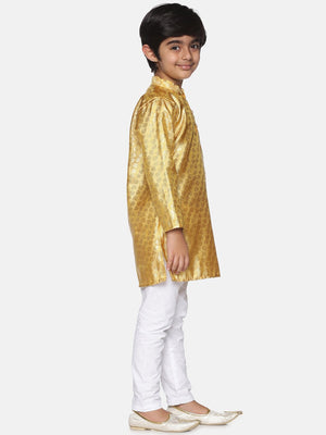 Sethukrishna Boys Gold-Toned Self Design Kurta with Pyjamas - Distacart