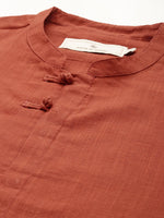 Thumbnail for House of Pataudi Men Pure Cotton Solid Straight Mandarin Collar Rozana Kurta - Distacart