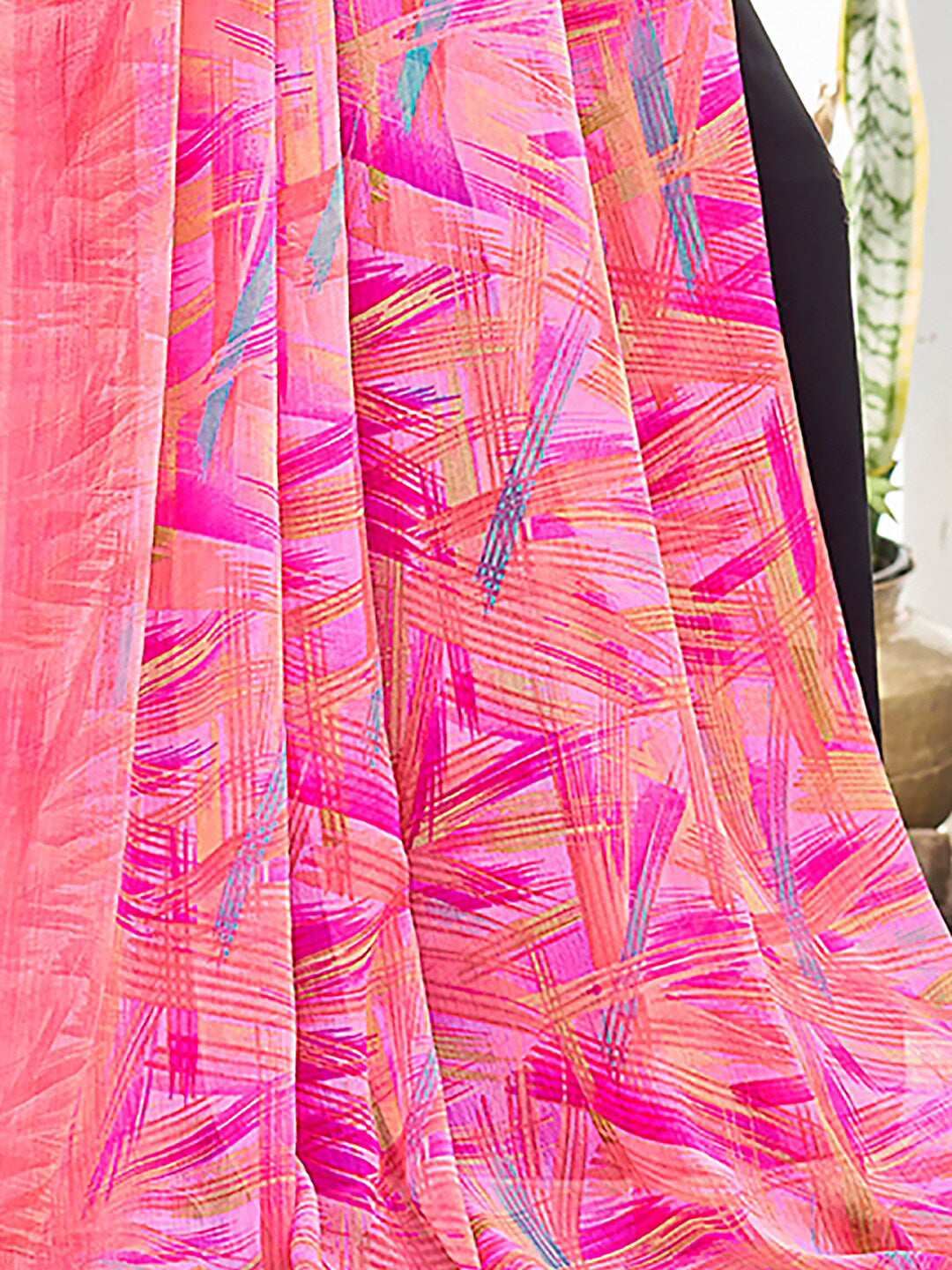 Kalini Abstract Printed Pure Chiffon Dabu Saree - Distacart