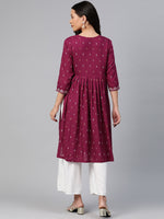 Thumbnail for Kalini Ethnic Motifs Printed High Slit Mirror Work Kurta - Distacart