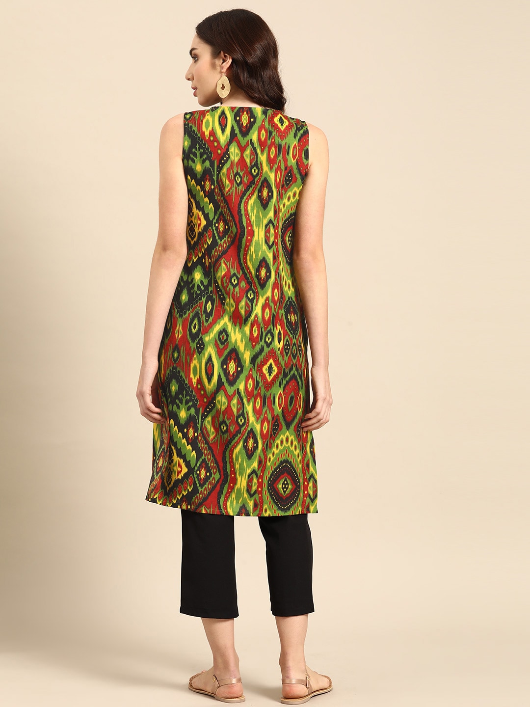 Sangria Women Ikat Printed Kurta - Distacart