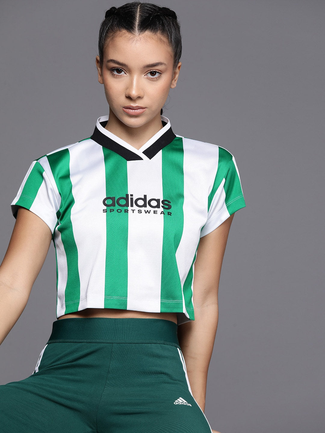Adidas Tiro Striped Crop T-shirt - Distacart