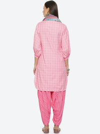 Thumbnail for Biba Geometric Printed Kurta With Salwar & Dupatta - Distacart