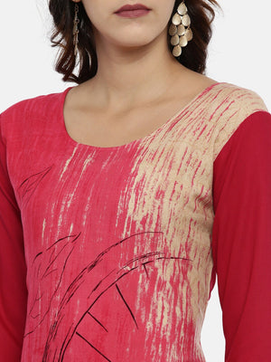 Souchii Pink Printed Straight Kurta - Distacart