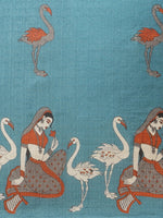 Thumbnail for Saree Mall Blue & Beige Ethnic Motifs Print Bhagalpuri Saree - Distacart