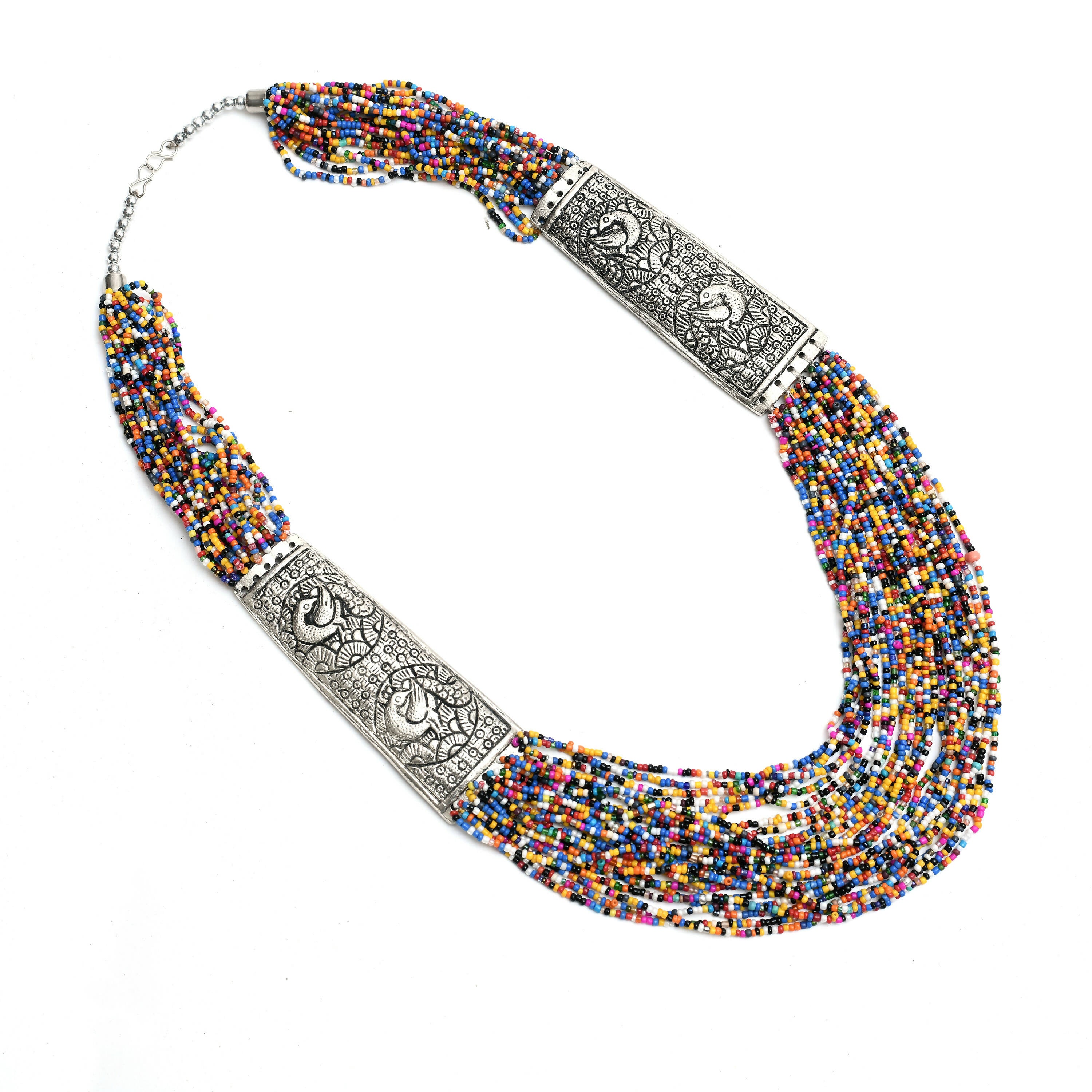 Mominos Fashion Johar Kamal Oxidised Multi Beads Long Statement Necklace For Women - Distacart