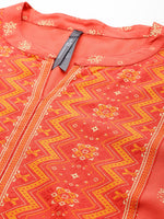 Thumbnail for HERE&NOW Women Orange Ethnic Motifs Printed Kurta - Distacart