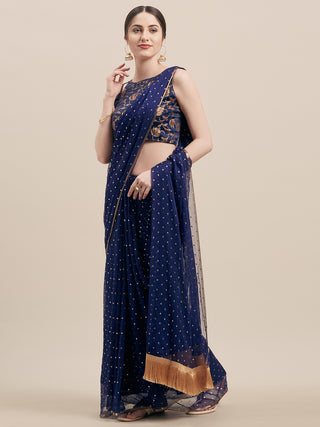 Tikhi Imli Blue Embellished Saree - Distacart