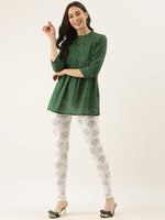 Thumbnail for Souchii White & Green Printed Slim-Fit Ankle-Length Leggings - Distacart