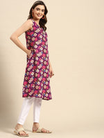 Thumbnail for Sangria Women Floral Printed A-Line Sleeveless Kurta - Distacart