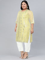 Thumbnail for Biba Women Ethnic Motifs Foil Print Chanderi Cotton Straight Fit Kurta - Distacart