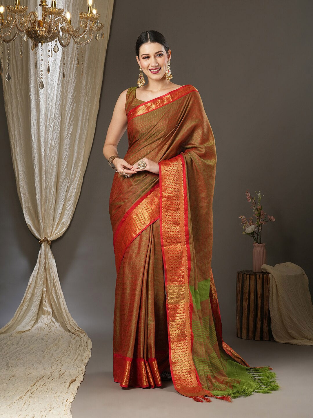 Saree Mall Woven Design Zari Festive Sarees - Distacart