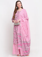 Thumbnail for Kalini Women Pink Paisley Printed Pure Cotton Kurta with Sharara & With Dupatta - Distacart