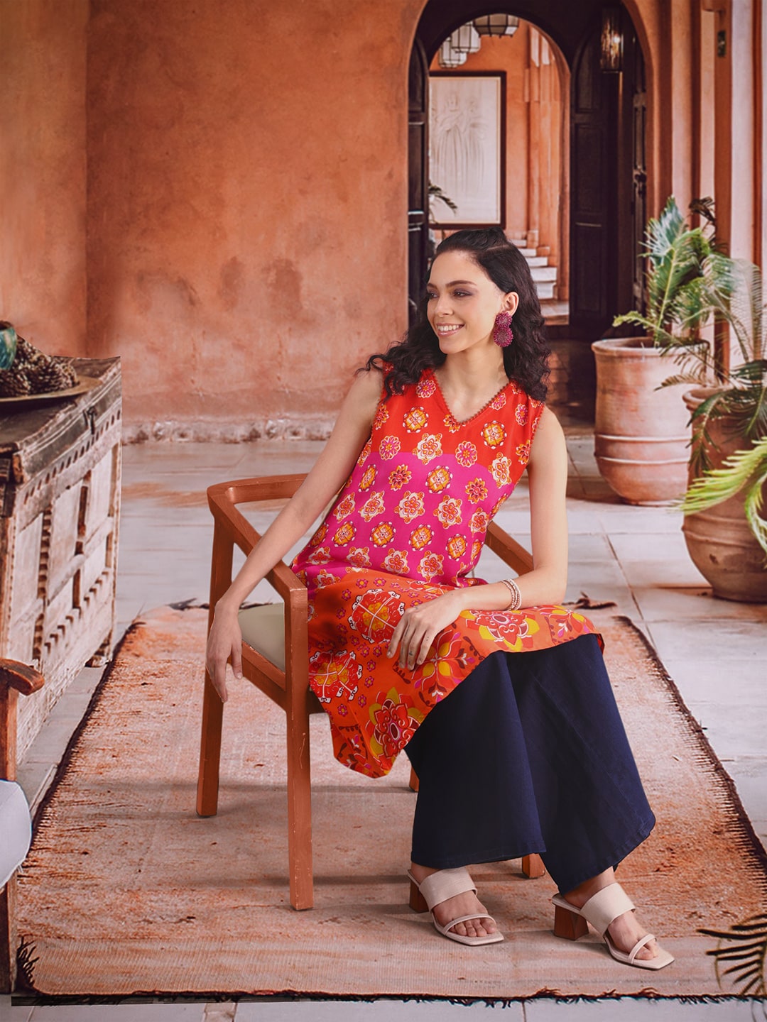 Sangria Women Ethnic Motifs Printed Kurta - Distacart