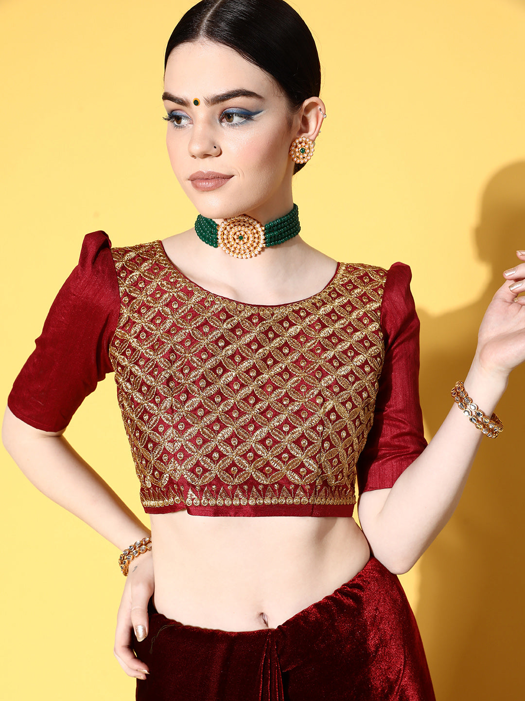 Mitera Solid Saree with Embroidered border - Distacart