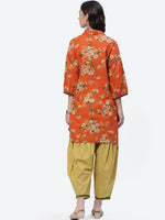 Thumbnail for Biba Women Orange Floral Printed Pure Cotton Kurti with Salwar - Distacart