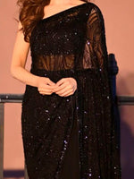 Thumbnail for Sangria Black Sequinned Embellished Saree - Distacart