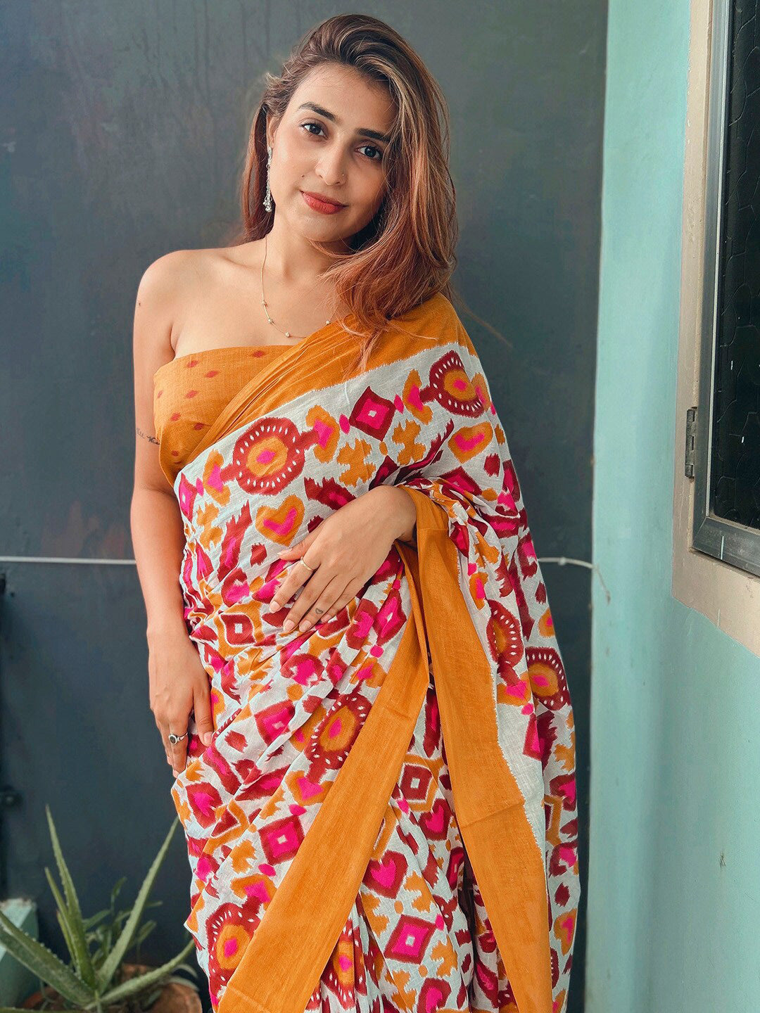 Kalini Ethnic Motifs Printed Pure Cotton Saree - Distacart