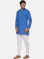 Thumbnail for Sethukrishna Blue Pure Cotton Kurta with Pyjamas For Men - Distacart