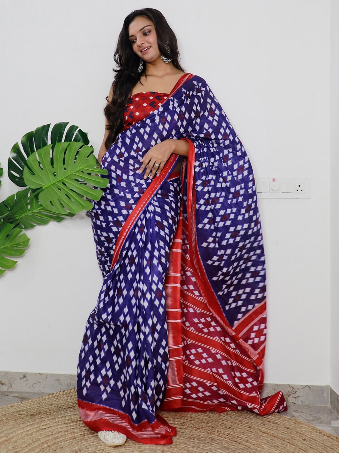Saree Mall Ethnic Motifs Printed Pure Cotton Ikat Sarees - Distacart